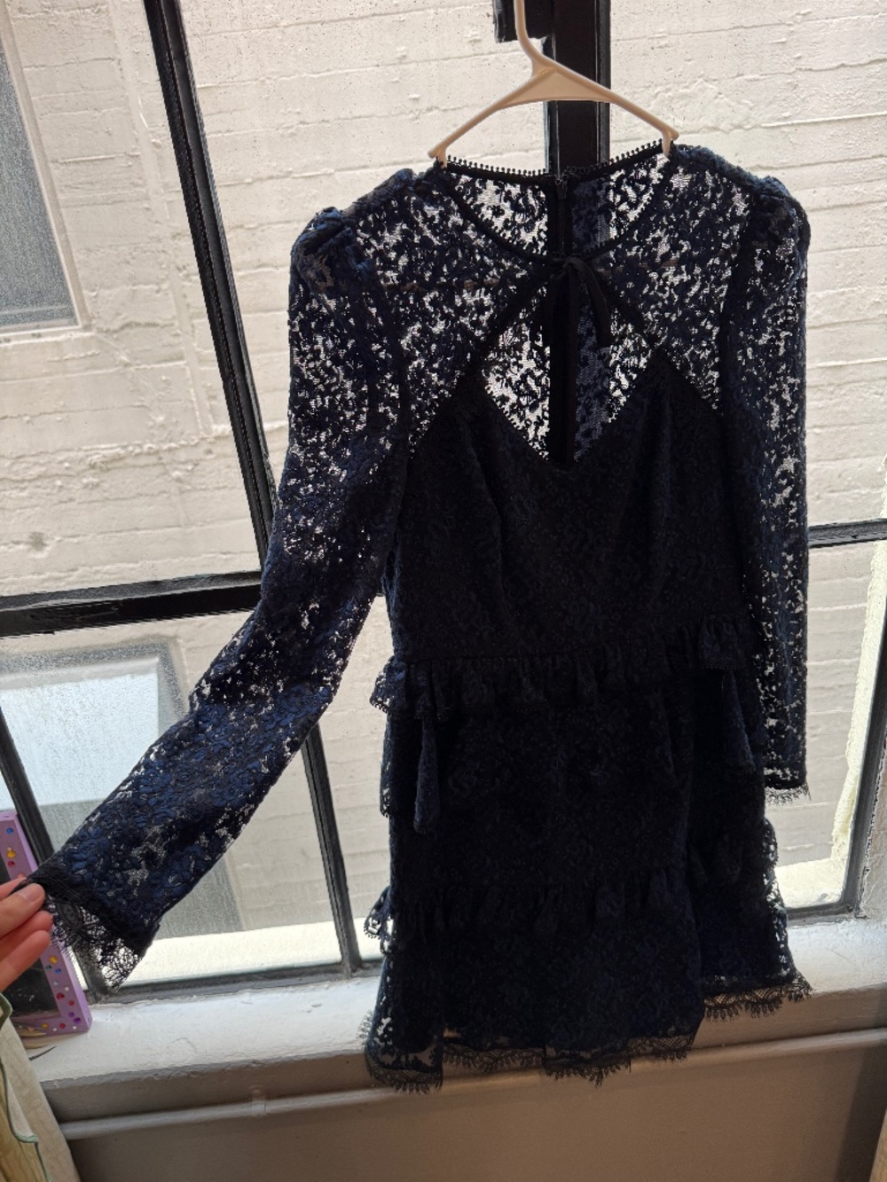 ML MONIQUE LHUILLIER Dark Blue and Black Lace Dress Women's Size 2